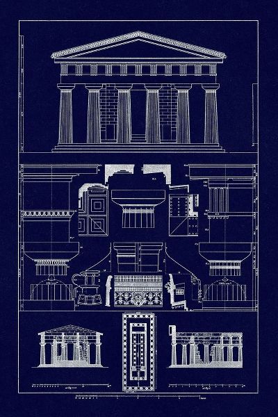 Temple of Poseidon at Paestum (Blueprint)