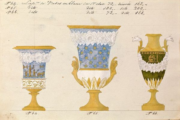 Trois vases en blanc du 1er choix, ca. 1800-1820