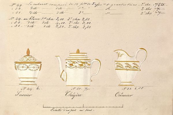 Sucrier, cheyere et cremier, ca. 1800-1820