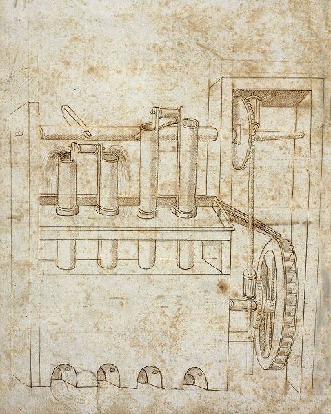 Folio 10: piston pumps and water wheel