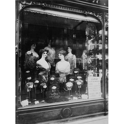 Paris, 1912 - Hairdressers Shop Window, boulevard de Strasbourg