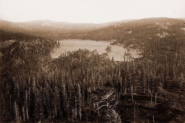 Dams and Lake, Nevada County, California, Distant View, about 1871