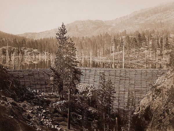Dam and Lake, Nevada County, California, Near View, about 1871