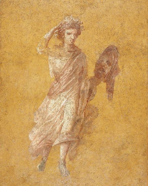 Fragment of a Yellow Fresco Panel with Muse