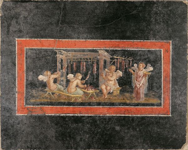 Fresco Fragment with Four Cupids Hanging Garlands