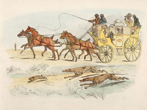 People On A Carriage Watching Dogs Chasing A Rabbit, 1817
