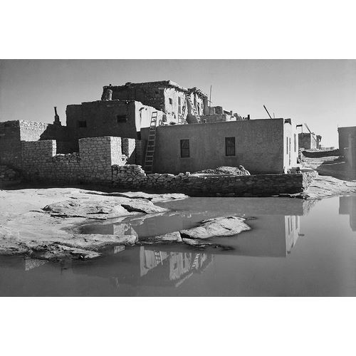 Adobe House with Water in Foreground - Acoma Pueblo, New Mexico - National Parks and Monuments, ca.