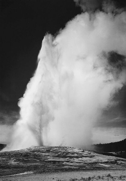 Photograph of Old Faithful Geyser Erupting in Yellowstone National Park, ca. 1941-1942