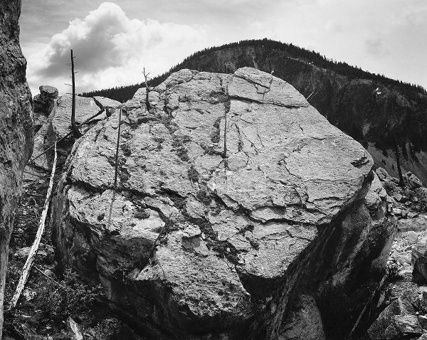 Boulder with hill in background, Rocks at Silver Gate, Yellowstone National Park, Wyoming, ca. 1941-