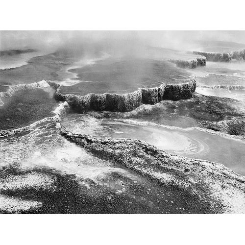 Aerial view of Jupiter Terrace, Yellowstone National Park, Wyoming ca. 1941-1942