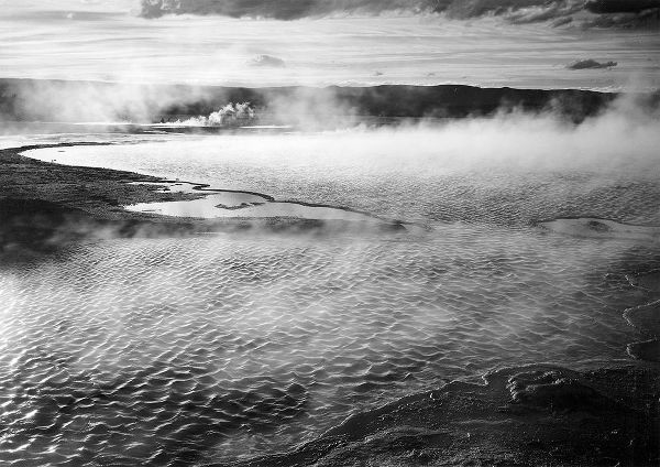 Surface of water presents a different texture in Fountain Geyser Pool, Yellowstone National Park, Wy