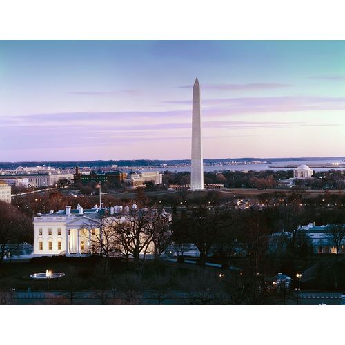 Dawn over the White House, Washington Monument, and Jefferson Memorial, Washington, D.C.