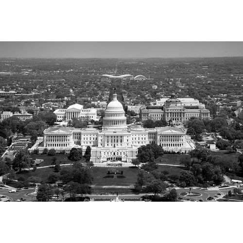 Aerial view, United States Capitol building, Washington, D.C. - Black and White Variant