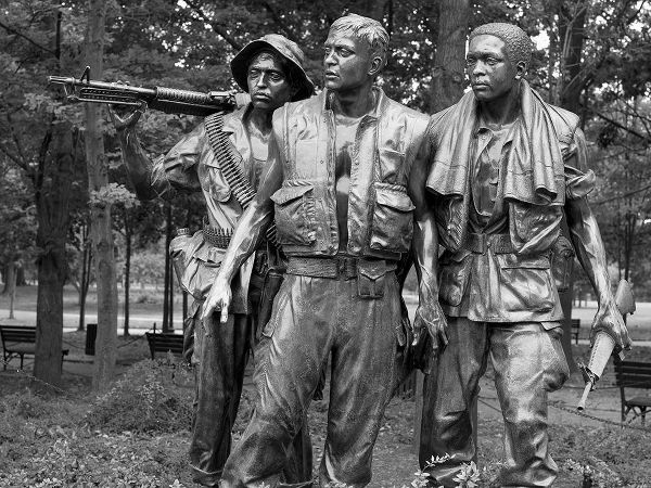 Vietnam memorial soldiers by Frederick Hart, Washington, D.C. - Black and White Variant