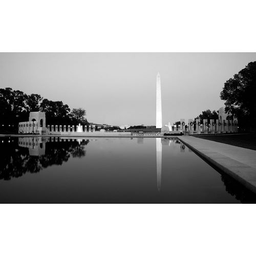 Reflecting pool on the National Mall with the Washington Monument reflected, Washington, D.C. - Blac