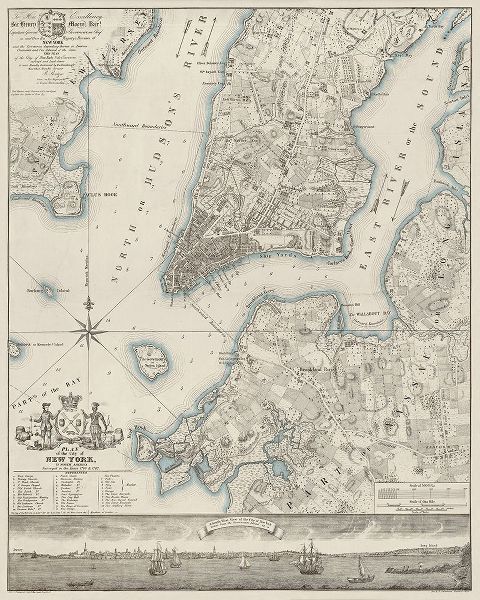 Plan of the City of New York, copied from the Ratzer Map - Decorative Blue Shading