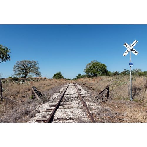 Lonely, little-used stretch of railroad tracks in the Texas Hill Country, near Burnet