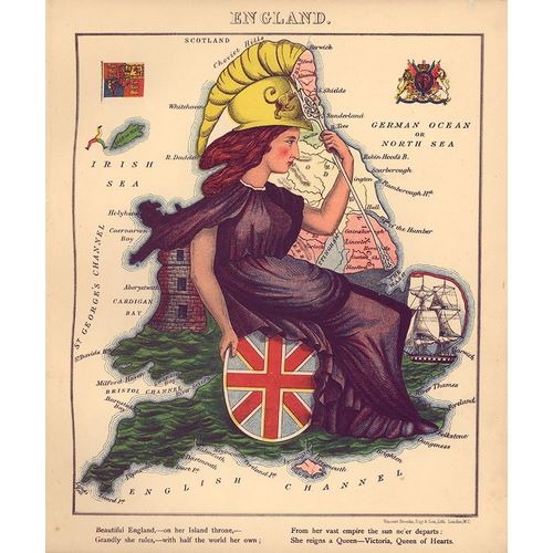 Vintage Maps 아티스트의 Anthropomorphic Map of England 작품