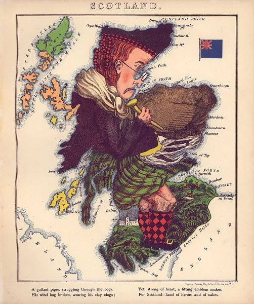 Vintage Maps 아티스트의 Anthropomorphic Map of Scotland 작품
