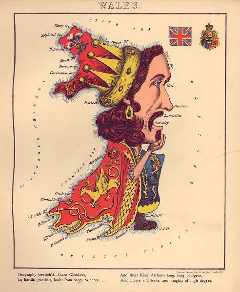 Vintage Maps 아티스트의 Anthropomorphic Map of Wales 작품