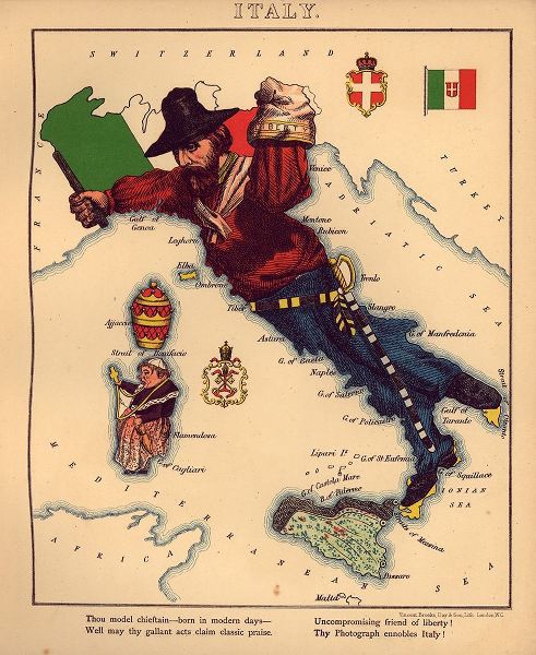 Vintage Maps 아티스트의 Anthropomorphic Map of Italy 작품