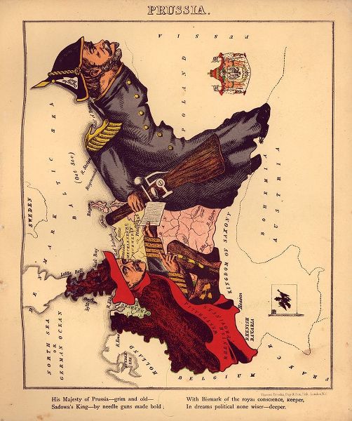 Vintage Maps 아티스트의 Anthropomorphic Map of Prussia 작품