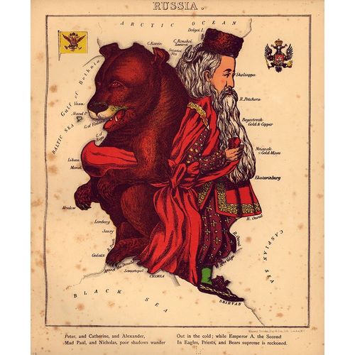 Vintage Maps 아티스트의 Anthropomorphic Map of Russia 작품