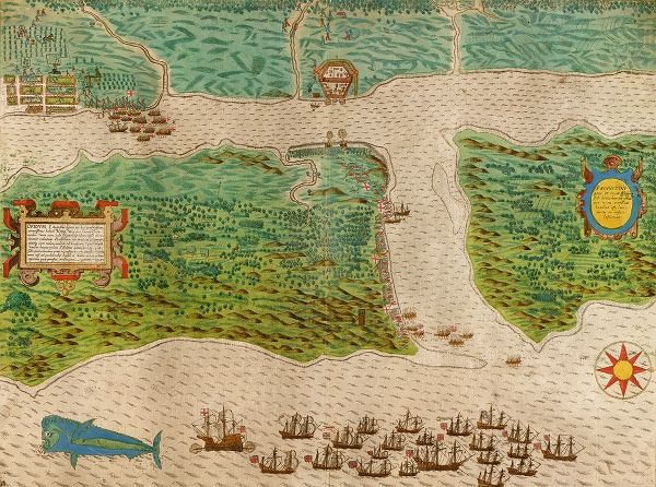 Vintage Maps 아티스트의 Sir Francis Drake in St. Augustine-Florida 1589 작품