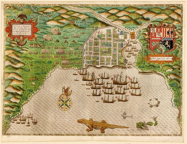 Vintage Maps 아티스트의 Voyages of Sir Francis Drake 1589 작품