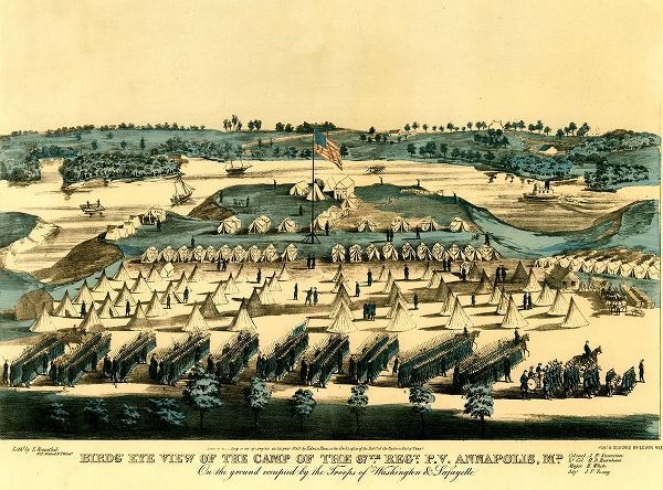 Vintage Maps 아티스트의 Civil War Encampment of Union Forces in Annapolis. Maryland 1863 작품