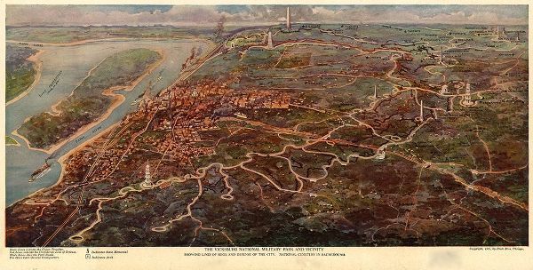 Vintage Maps 아티스트의 Vicksburg National Park and Battlefield 1925 작품