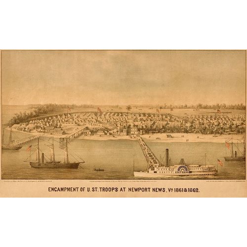 Vintage Maps 아티스트의 Encampment of US Federal Troops at Newport News 1861 작품