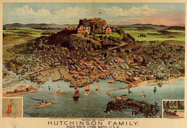Vintage Maps 아티스트의 Home of the Hutchinson Family in Lynn-Massachusetts 1881 작품