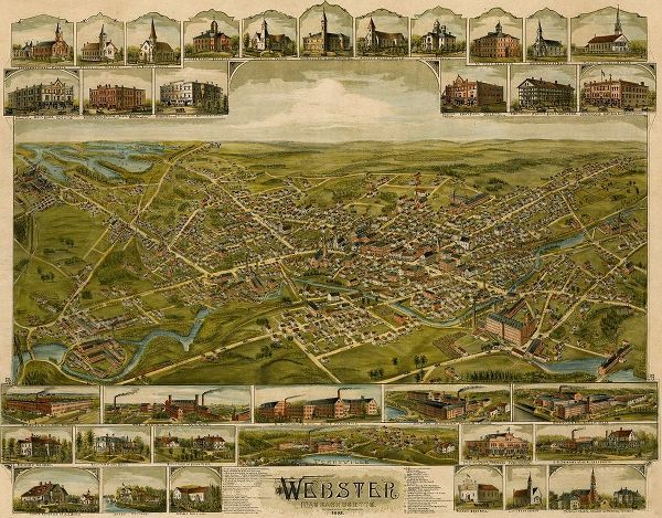 Vintage Maps 아티스트의 Webster-Massachusetts 1892 작품