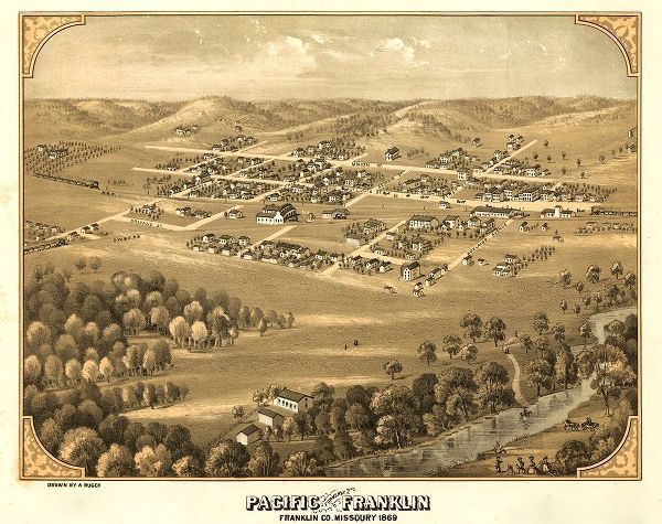 Vintage Maps 아티스트의 Franklin-Missouri formerly Franklin 1869 작품