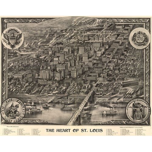 Vintage Maps 아티스트의 Heart of St. Louis-Missouri 1907 작품