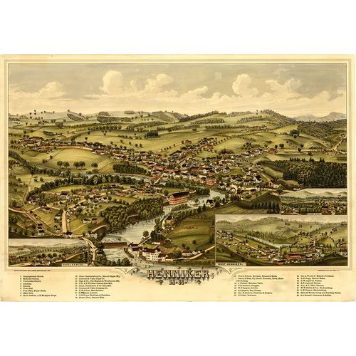 Vintage Maps 아티스트의 Henniker-New Hampshire 1889 작품