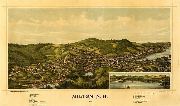 Vintage Maps 아티스트의 Milton-New Hampshire 1888 작품