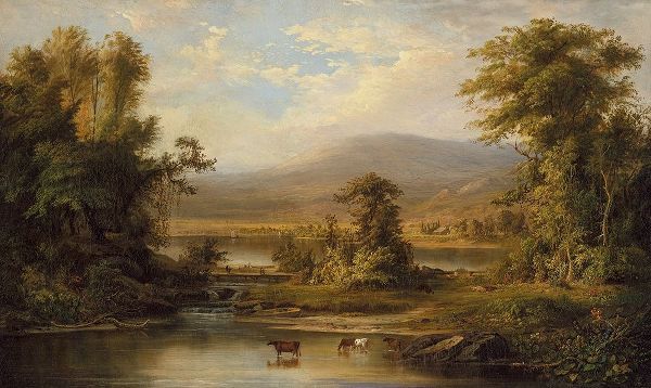 Landscape with Cows Watering in a Stream