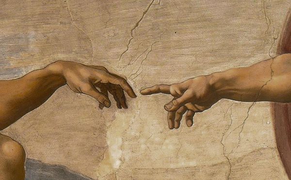 The Creation of Adam Detail