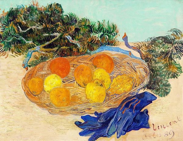 Still Life of Oranges and Lemons with Blue Gloves (1889)
