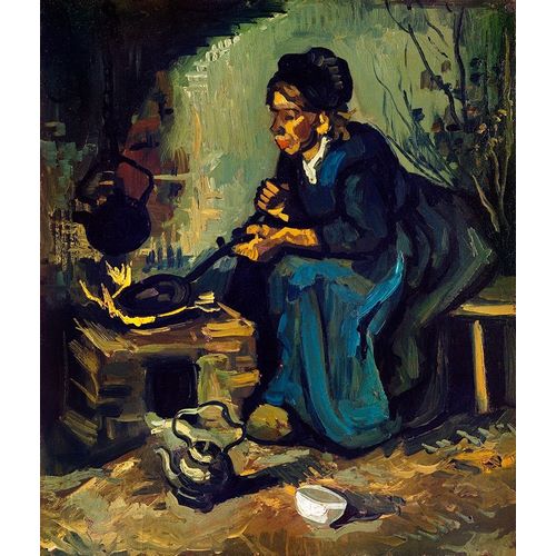 Peasant Woman Cooking by a Fireplace (1885)