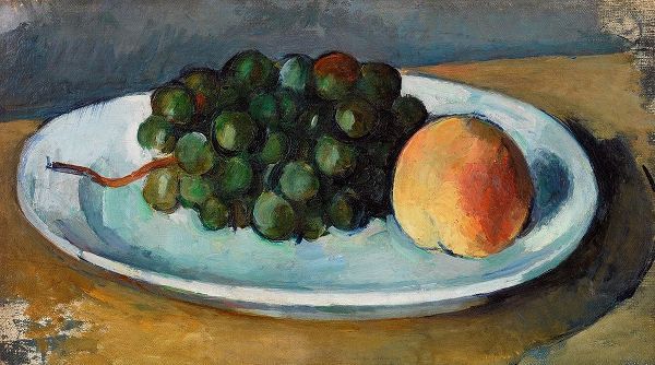 Grapes and Peach on a Plate혻
