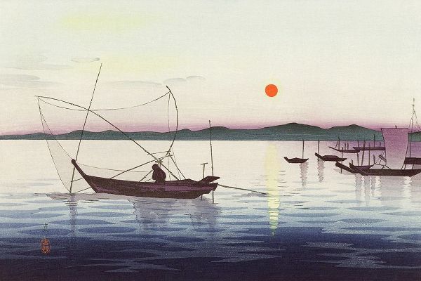 Boats and setting sun