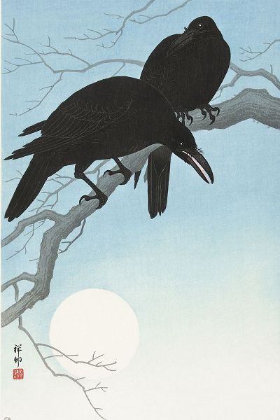 Two crows on a branch