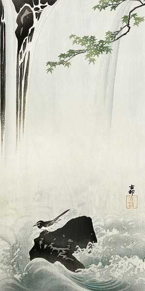 Koson, Ohara 아티스트의 Japanese wagtail at waterfall작품입니다.