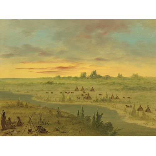 Encampment of Pawnee Indians at Sunset