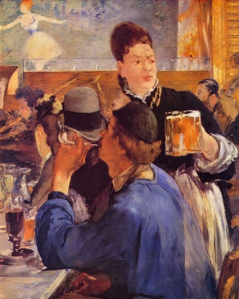 Waitress serving beer