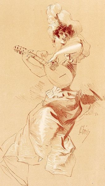 Dessin originel 1895 Lady with Guitar