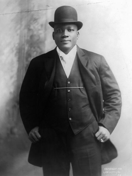 Jack Johnson the first African American world heavyweight champion boxer